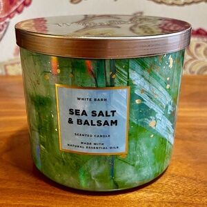 NWT White Barn Bath & Body Works 3-wick 14.5 oz Scented Candle SEA SALT & BALSAM
